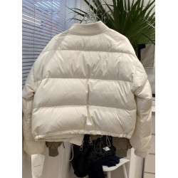 2025年秋冬新款針織領韓版短版羽絨服女休閒保暖加厚棉衣短外套潮