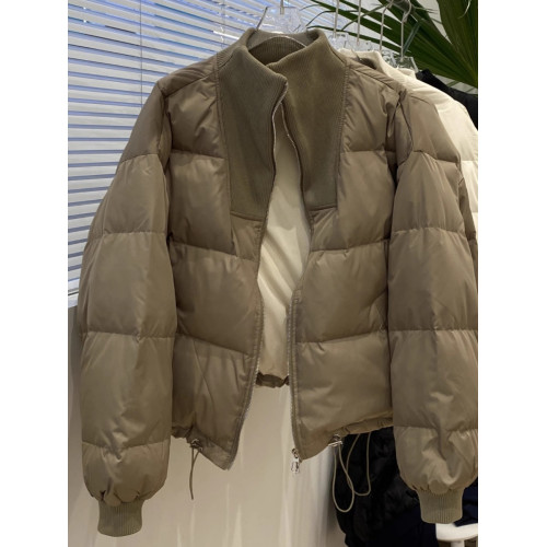 2025年秋冬新款針織領韓版短版羽絨服女休閒保暖加厚棉衣短外套潮