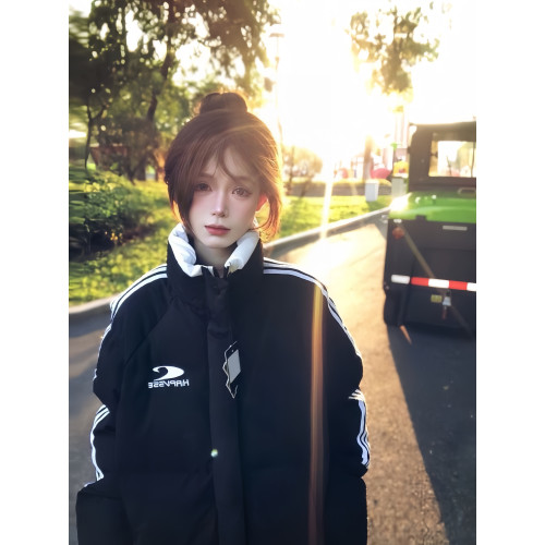 美式三條杠棉服女大童冬季初中高中學生寬松加厚oversize棉衣外套 美式三條杠棉服女大童冬季初中高中學生寬松加厚oversize棉衣外套