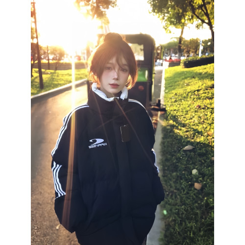 美式三條杠棉服女大童冬季初中高中學生寬松加厚oversize棉衣外套 美式三條杠棉服女大童冬季初中高中學生寬松加厚oversize棉衣外套