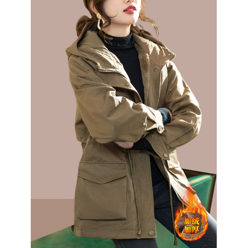 中長款加絨加厚外套女2025秋冬新款爆款派克服夾棉小個子大碼棉服 中長款加絨加厚外套女2025秋冬新款爆款派克服夾棉小個子大碼棉服