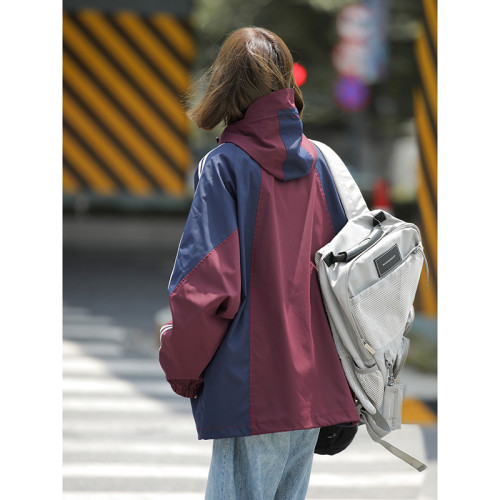 minette男女防水沖鋒衣學生拼色寬松休閒夾克外套連帽保暖登山服 minette男女防水沖鋒衣學生拼色寬松休閒夾克外套連帽保暖登山服