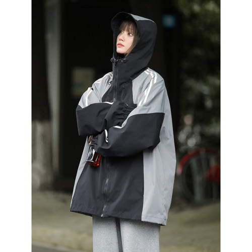 minette男女防水沖鋒衣學生拼色寬松休閒夾克外套連帽保暖登山服 minette男女防水沖鋒衣學生拼色寬松休閒夾克外套連帽保暖登山服