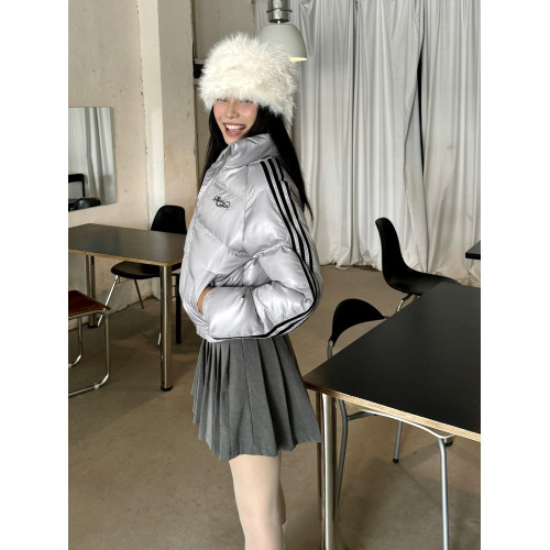 辣到中暑秋冬美式復古辣妹立領拉鍊銀色棉服保暖寬松麵包服外套潮 辣到中暑秋冬美式復古辣妹立領拉鍊銀色棉服保暖寬松麵包服外套潮