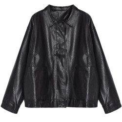 2025年春秋新款復古港味寬松炸街皮衣ins潮流時尚機車夾克外套女