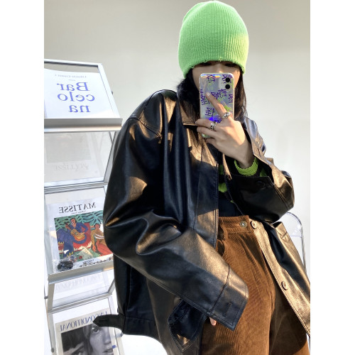 2025年春秋新款復古港味寬松炸街皮衣ins潮流時尚機車夾克外套女 2025年春秋新款復古港味寬松炸街皮衣ins潮流時尚機車夾克外套女