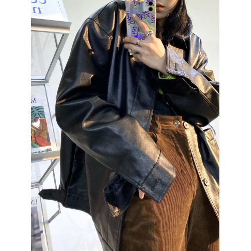 2025年春秋新款復古港味寬松炸街皮衣ins潮流時尚機車夾克外套女 2025年春秋新款復古港味寬松炸街皮衣ins潮流時尚機車夾克外套女