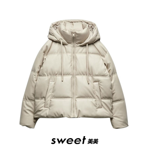 ZA家秋冬新款女裝仿皮短款連帽拉鍊保暖棉服夾克外套 3046225 712 ZA家秋冬新款女裝仿皮短款連帽拉鍊保暖棉服夾克外套 3046225 712