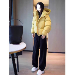黃色棉服外套女2025冬季新款爆款百搭小個子連帽保暖加厚棉衣棉襖