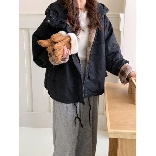 高級感超好看工裝格子棉服外套今年流行的寬松棉襖棉衣夾棉上衣潮 高級感超好看工裝格子棉服外套今年流行的寬松棉襖棉衣夾棉上衣潮