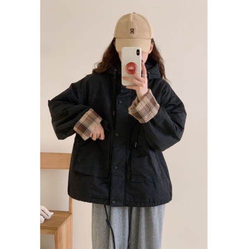 高級感超好看工裝格子棉服外套今年流行的寬松棉襖棉衣夾棉上衣潮 高級感超好看工裝格子棉服外套今年流行的寬松棉襖棉衣夾棉上衣潮