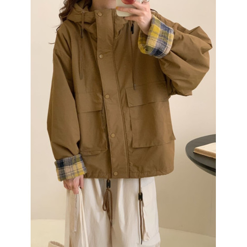 高級感超好看工裝格子棉服外套今年流行的寬松棉襖棉衣夾棉上衣潮 高級感超好看工裝格子棉服外套今年流行的寬松棉襖棉衣夾棉上衣潮