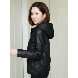 2025冬季新款羽絨棉服女短款韓版寬松加厚連帽pu皮衣小個子外套潮