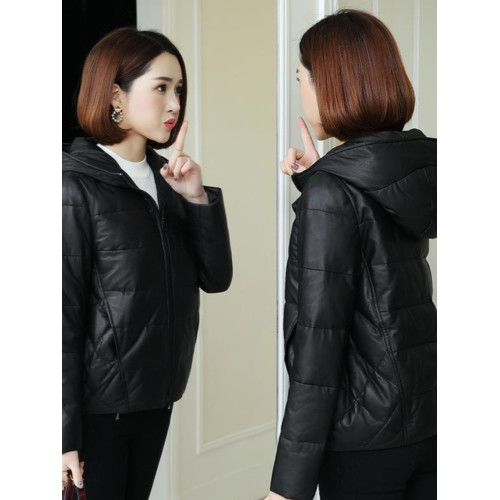 2025冬季新款羽絨棉服女短款韓版寬松加厚連帽pu皮衣小個子外套潮