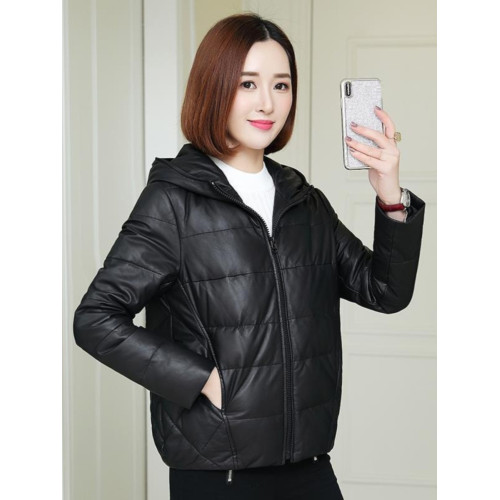 2025冬季新款羽絨棉服女短款韓版寬松加厚連帽pu皮衣小個子外套潮