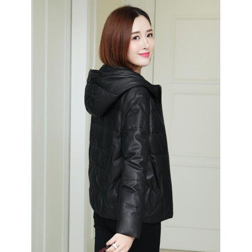 2025冬季新款羽絨棉服女短款韓版寬松加厚連帽pu皮衣小個子外套潮