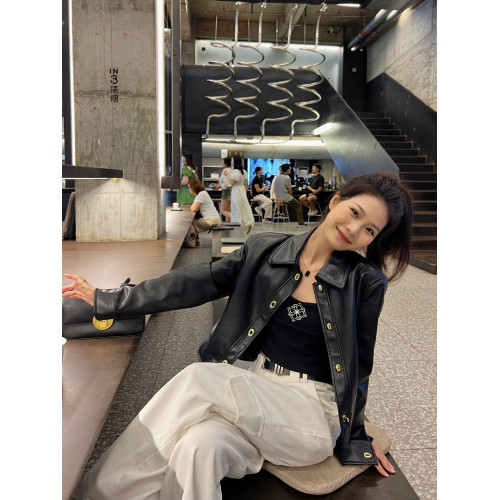 皮衣外套女2025春秋季新款女裝高級感小個子黑色休閒早秋短款夾克 皮衣外套女2025春秋季新款女裝高級感小個子黑色休閒早秋短款夾克