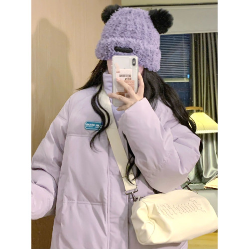 紫色羽絨棉服外套女冬季2025年新款寬松高級感麵包服加厚保暖棉衣 紫色羽絨棉服外套女冬季2025年新款寬松高級感麵包服加厚保暖棉衣