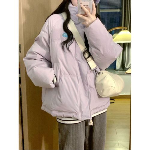 紫色羽絨棉服外套女冬季2025年新款寬松高級感麵包服加厚保暖棉衣 紫色羽絨棉服外套女冬季2025年新款寬松高級感麵包服加厚保暖棉衣