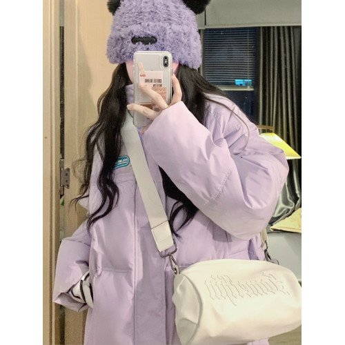 紫色羽絨棉服外套女冬季2025年新款寬松高級感麵包服加厚保暖棉衣 紫色羽絨棉服外套女冬季2025年新款寬松高級感麵包服加厚保暖棉衣