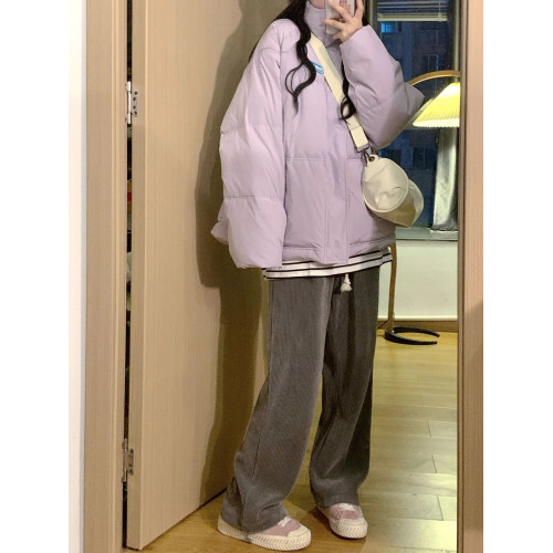 紫色羽絨棉服外套女冬季2025年新款寬松高級感麵包服加厚保暖棉衣 紫色羽絨棉服外套女冬季2025年新款寬松高級感麵包服加厚保暖棉衣