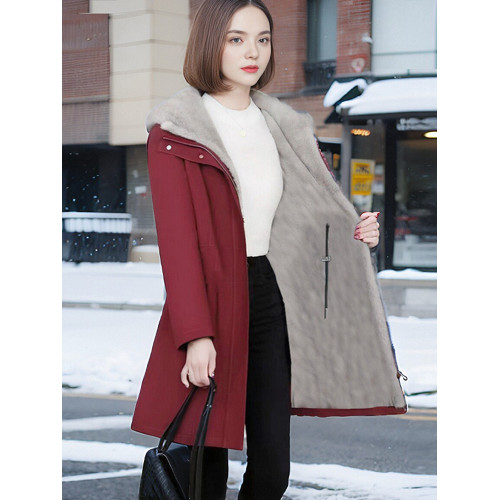 加絨加厚棉服羊剪絨外套仿皮草冬季新款保暖防風中長款派克服大衣