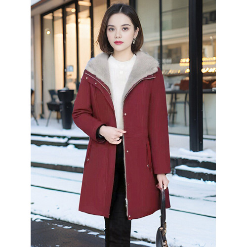 加絨加厚棉服羊剪絨外套仿皮草冬季新款保暖防風中長款派克服大衣