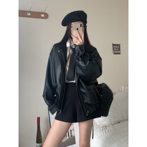 【桃喜】新款春秋美拉德短款皮衣外套男女棕色美式小個子加厚上衣 【桃喜】新款春秋美拉德短款皮衣外套男女棕色美式小個子加厚上衣