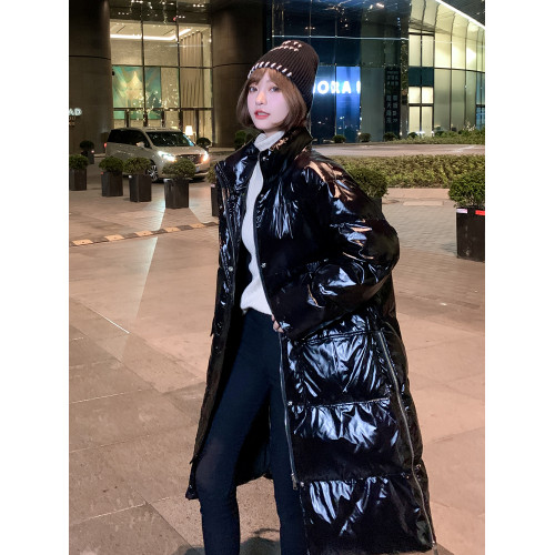 黑色亮面顯瘦羽絨棉服女中長款加厚棉衣冬季側拉鍊寬松麵包服外套 黑色亮面顯瘦羽絨棉服女中長款加厚棉衣冬季側拉鍊寬松麵包服外套