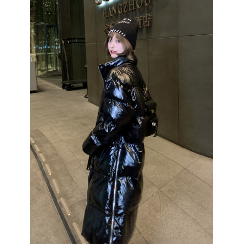 黑色亮面顯瘦羽絨棉服女中長款加厚棉衣冬季側拉鍊寬松麵包服外套 黑色亮面顯瘦羽絨棉服女中長款加厚棉衣冬季側拉鍊寬松麵包服外套
