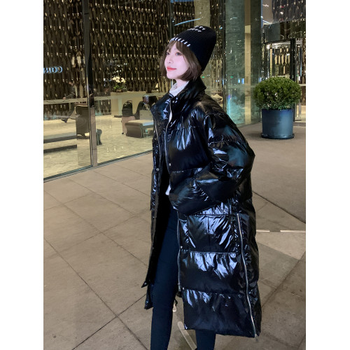 黑色亮面顯瘦羽絨棉服女中長款加厚棉衣冬季側拉鍊寬松麵包服外套 黑色亮面顯瘦羽絨棉服女中長款加厚棉衣冬季側拉鍊寬松麵包服外套