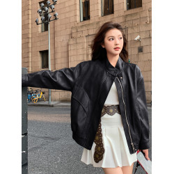 棕色皮衣外套女短款2025新款美拉德酷颯復古高級感小個子pu皮夾克