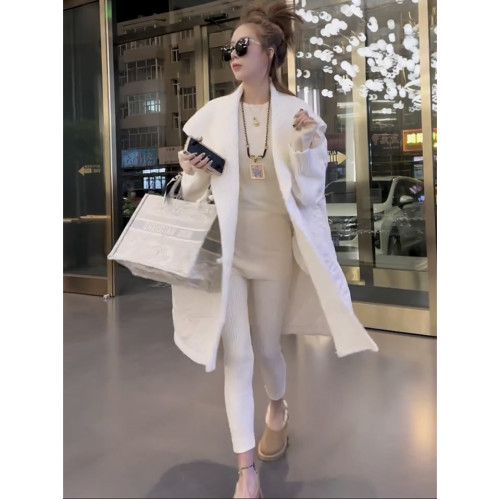 網紅冬季新款時尚外套慵懶風長袖薄棉設計感拼接針織中長款棉服女 網紅冬季新款時尚外套慵懶風長袖薄棉設計感拼接針織中長款棉服女