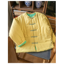 棉襖手工棉花棉衣棉麻文藝棉服棉襖女盤釦對襟休閒寬松上衣冬裝加