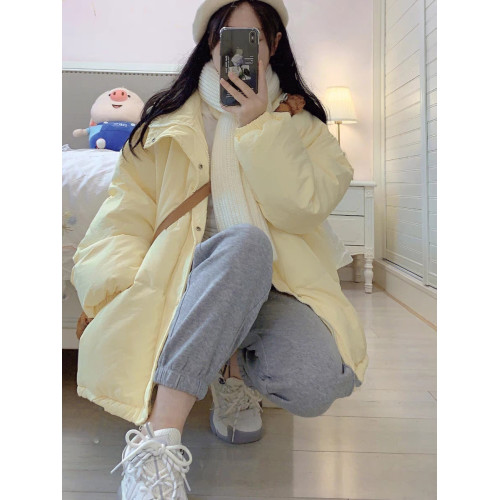 2025冬季新款奶黃色連帽拉鍊外套加厚麵包服保暖慵懶風棉衣棉服女 2025冬季新款奶黃色連帽拉鍊外套加厚麵包服保暖慵懶風棉衣棉服女