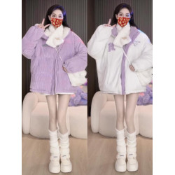 歐貨時尚燈芯絨兩面穿棉服外套女2025秋冬寬松休閒加厚保暖棉衣潮