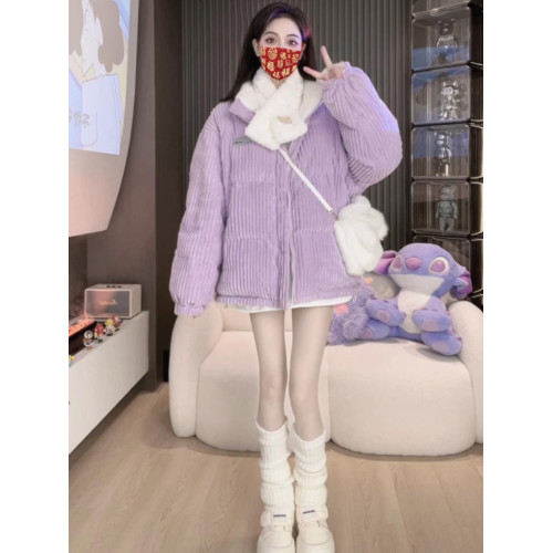 歐貨時尚燈芯絨兩面穿棉服外套女2025秋冬寬松休閒加厚保暖棉衣潮 歐貨時尚燈芯絨兩面穿棉服外套女2025秋冬寬松休閒加厚保暖棉衣潮