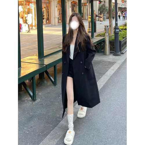 今年流行毛呢外套女中長款2025新款爆款秋冬高級感赫本風西裝大衣