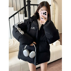 國潮原創小衆美式條紋棉襖麵包服2025新款棉衣棉服女外套加厚冬季