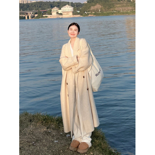 黑色雙面羊絨大衣女加長版175高個子到腳踝高級感秋冬季毛呢外套 黑色雙面羊絨大衣女加長版175高個子到腳踝高級感秋冬季毛呢外套