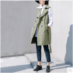 風衣女中長款韓版春秋新款英倫寬松收腰顯瘦系帶無袖外套馬甲