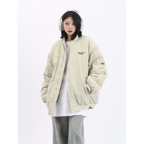 秋冬季復古棒球服外套女加厚夾棉機車棉服oversize薄款夾克飛行服 秋冬季復古棒球服外套女加厚夾棉機車棉服oversize薄款夾克飛行服