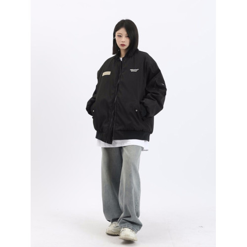 秋冬季復古棒球服外套女加厚夾棉機車棉服oversize薄款夾克飛行服 秋冬季復古棒球服外套女加厚夾棉機車棉服oversize薄款夾克飛行服