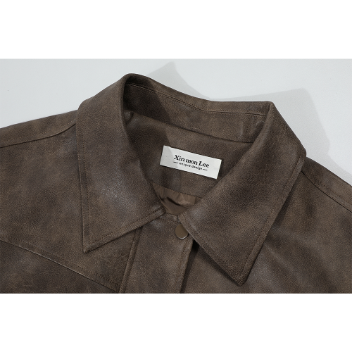 XinmonLee復古pu皮衣外套女高級感咖色機車服秋冬新款顯瘦夾克 XinmonLee復古pu皮衣外套女高級感咖色機車服秋冬新款顯瘦夾克
