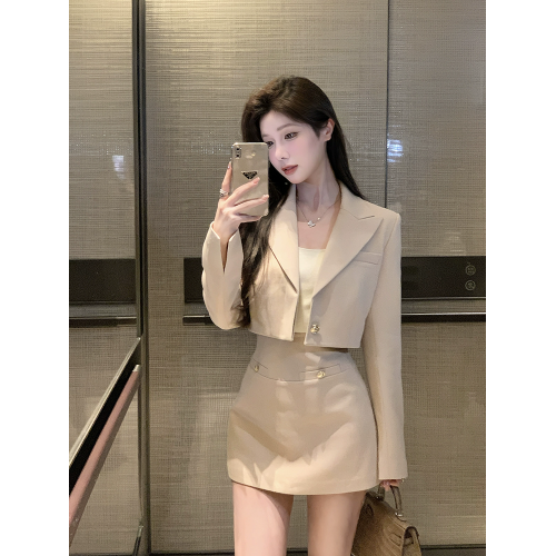 法式氣質西裝短外套半身裙女兩件套裝高級感小香風時尚套裝秋冬季 法式氣質西裝短外套半身裙女兩件套裝高級感小香風時尚套裝秋冬季