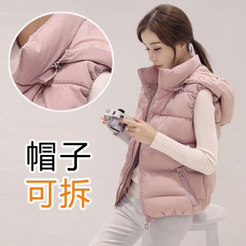 可拆卸帽羽絨棉馬甲女2025秋冬百搭修身麵包棉服坎肩短款馬夾外套 可拆卸帽羽絨棉馬甲女2025秋冬百搭修身麵包棉服坎肩短款馬夾外套