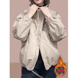 沖鋒衣女士2025春秋季新款爆款連帽短外套小個子加絨加厚夾克上衣