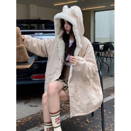 羊羔毛毛絨外套女秋冬季2025新款初高中學生大童可愛加絨加厚棉服 羊羔毛毛絨外套女秋冬季2025新款初高中學生大童可愛加絨加厚棉服