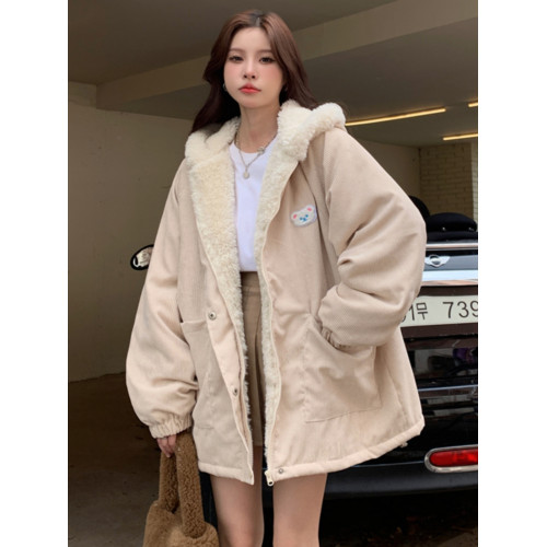 羊羔毛毛絨外套女秋冬季2025新款初高中學生大童可愛加絨加厚棉服 羊羔毛毛絨外套女秋冬季2025新款初高中學生大童可愛加絨加厚棉服