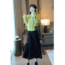 絲絨百褶半身裙女2025新款秋冬款加厚大擺裙高腰顯瘦a字裙長裙子